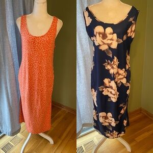 2 XL Sleeveless Midi-Maternity Slip-on Dresses EUC